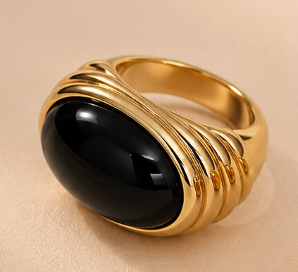 Anel Oval Preto